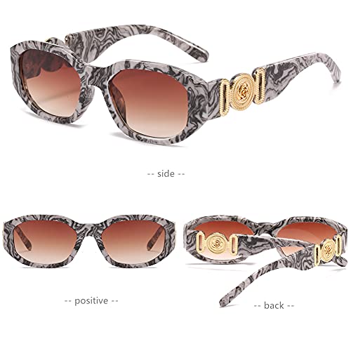 Image of LASPOR Irregular Sunglasses for Women Men Trendy Retro Vintage Rectangle Glasses Hexagon Shades Driving UV400 Protection
