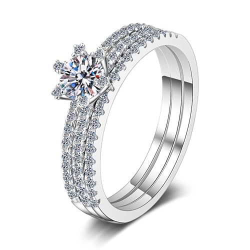 14K Gold 1ct Diamond Three-Stone Women's Bridal Rings Sets, VVS1 D-Color Promise Ring, A great gift for any Valentine's Day