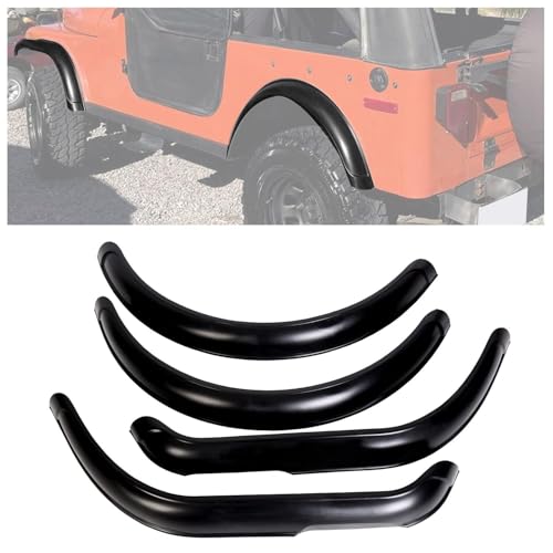 ECOTRIC Fender Flare Kit Compatible with 1955-1986 Jeep CJ CJ5 CJ7 Factory Style Front and Rear Mudguard Wheel Flare, Wheel Eyebrow