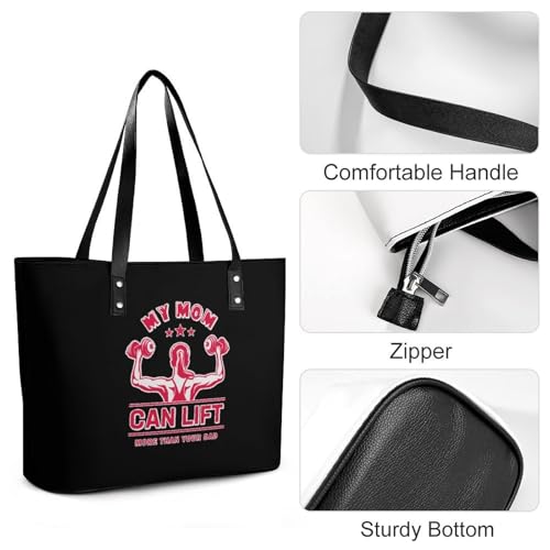 Mom Lift More Than Dad Women's Leather Handbag Shoulder Bag Tote Purse Bags for Shopping Travel4
