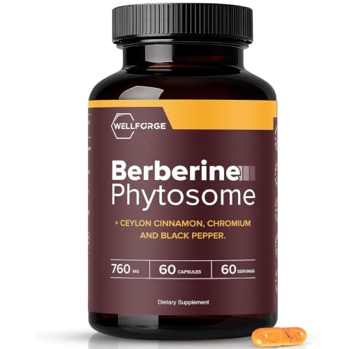 WellForge Berberine Phytosome 550mg 60 Capsules - with Ceylon Cinnamon (200mg) Chromium (200mcg) & Black Pepper Extract (10mg)