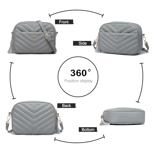 Miss Lulu Handtasche Damen Umhängetasche Klein, Handytasche zum Umhängen aus PU Leder, Crossbody Bag mit Verstellbarem Gurt, Schultertaschen mit 4 Fächern