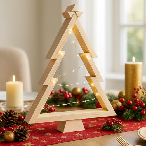 Jo! Wooden Mini Christmas Tree: Illuminate Your Cozy Holiday Style