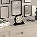 JONES CLOCKS® Saloon Mantel Clock | Small Traditional Double Scroll Design | Black | Roman Numerals | Classic Style for Desk, Table, Shelf or Bedside