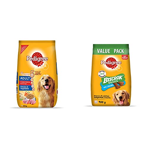 Pedigree Adult Dry Dog Food, Chicken & Vegetables, 20kg Pack & Pe...