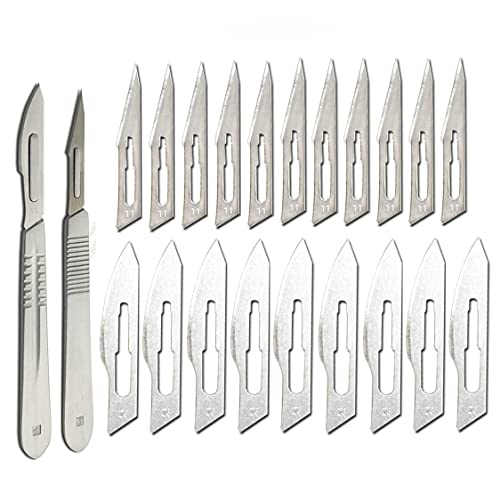 Modelcraft Tool Hobbymesser-Set mit Nr. 11 und 23 (jeweils 10 Stück) sterile Skalpellklingen zum Schneiden von Materialien, Papier, Leder, DIY-Kunst, Modellierung, Dissektion, Podologie,