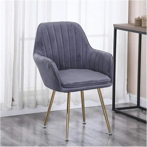 Chaises de salle à manger en velours gris foncé fauteuil de table métal - 2