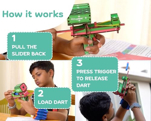 Image of Foam Blaster Gun Toy - DIY STEM Launcher, Foam Dart Shooting Toy Gun with Sniper Scope | Activity Kit Included | Educational Gift for Boys & Girls, Birthday Present for Kids 6,7,8,9,10,11,12