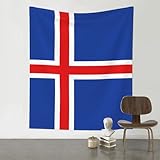 QAZWZML Bedruckter dekorativer Wandteppich, Motiv: Flagge Islands, Wandbehang, geeignet für Schlafzimmer, Schlafsäle, Picknickdecken usw.