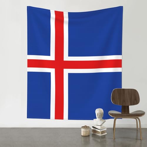 QAZWZML Bedruckter dekorativer Wandteppich, Motiv: Flagge Islands, Wandbehang, geeignet für Schlafzimmer, Schlafsäle, Picknickdecken usw.