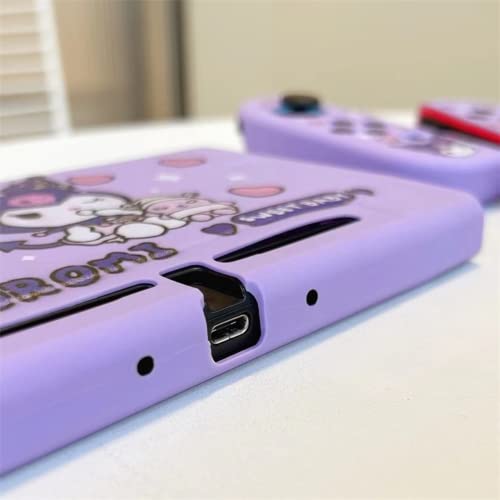 ENFILY Cute Kuromi Case Compatible with Nintendo Switch, Dockable Case Cover, Ergonomic Soft TPU Gri