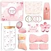 Regali per ragazze adolescenti 10 11 12 13 14 15 16 anni, set regalo per Natale e compleanno, set rosa con bicchiere con cannuccia e coperchio, borsa da toilette per amica, sorella, collega
