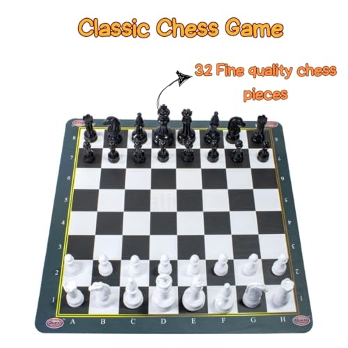 Image of 3-in-1 Board Game Set for Kids & Adults | Chess, Checkers and Chinese Checkers | Foldable Board, Durable Playing Pieces, Indoor Strategy Game for Family Fun & Learning | Ages 6+