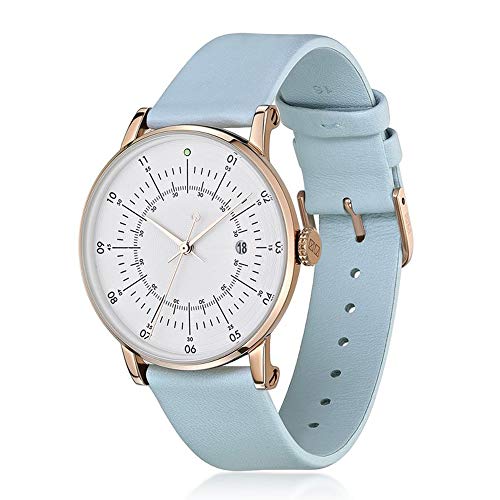 Montre unisex acier Plano SQ38 cadran analogique et bracelet cuir