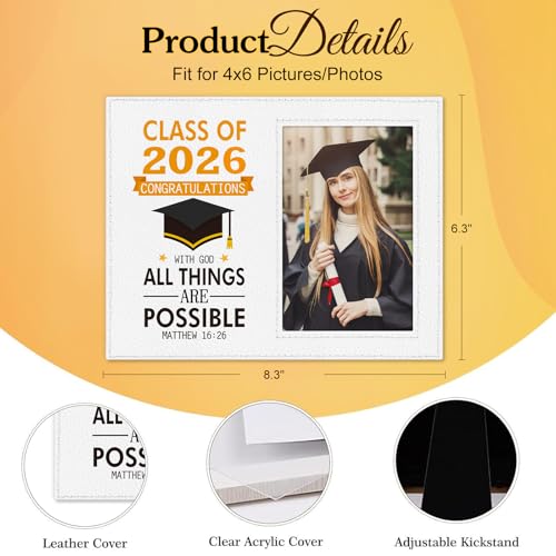 Image of FLYAB Inspirational Graduation Picture Frame - Class of 2026 Picture Frame Motivational Graduation Photo Frame for Her Him High School College Graduation Gifts for Women Men Girls Daughter Son