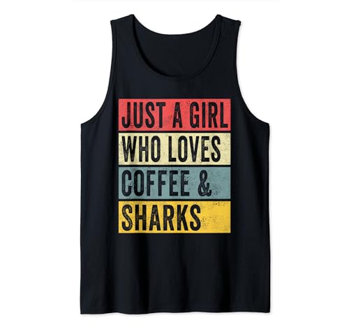 Just A Girl Who Loves Coffee And Sharks Shark Lover Scuba Tank Top