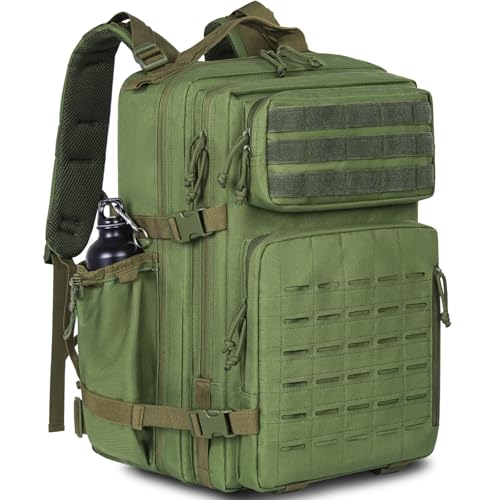 OUUTMEE Mochila Táctica de 40L/50L 90D Nylon para Caza, Senderismo, Camping, para Hombre, en Negro, Jaqui, Verde, Verde Militar, 40 L