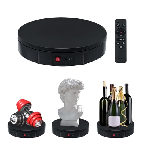 Mcbazel Mesa giratoria eléctrica para fotografía, Base giratoria eléctrica de 360 Grados, 100KG Plato Giratorio para fotografía, grabación de vídeo, presentaciones de Joyas - 30cm/11.8Inch（Negro）