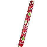 JAM Paper® Christmas Wrapping Paper - 25 Sq Ft - Red Sparkle Peace Trees Gift Wrap - Rolls Sold Individually