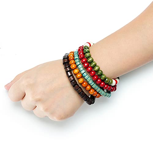 Lystaii 15Pcs Wooden Beaded Bracelet Bangle Elastic Stretch Bracelet Set For Men And Women Elastic Prayer Beads For Meditation Buddha Tibetan Bracelet 8Mm Beaded Bracelet Buddha Bracelet #TOP2