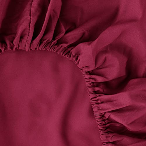 Image of Ghooss Full Size Fitted Sheet,Hotel Quality Bedding Fitted Sheet Deep Pocket up to 14 Inch,Wrinkle and Fade Resistant,1 Piece,Burgundy
