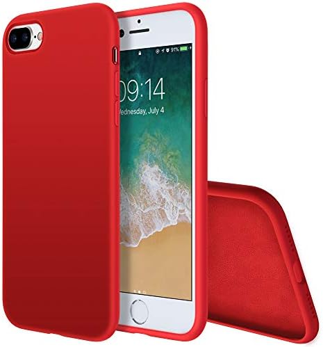iPhone 8 Plus Case, iPhone 7 Plus Case, Liquid Silicone Case Gel Rubber Slim Fit Soft Cover Case Full Body Protection for Apple iPhone 7 Plus/iPhone 8 Plus(5.5")(Red)