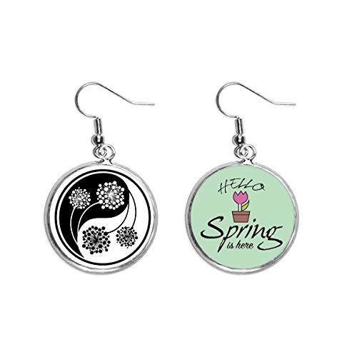 Pendientes de budismo Yin Yang joyas colgantes florales de primavera
