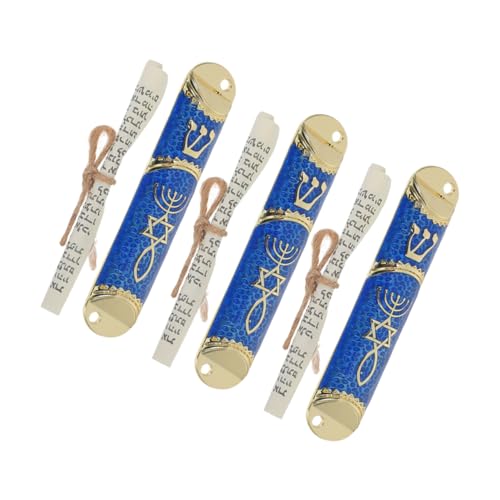 Cabilock 3Sets Mezuzah Case with Scroll Metal Judaica Home Blessing Decor for Jewish Holidays Design Cultural Heritage Housewarming