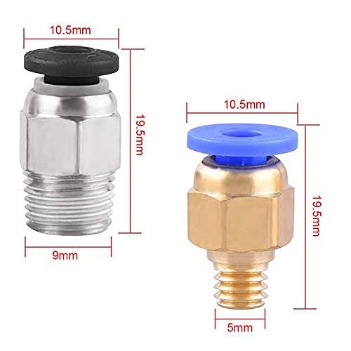 pièces d'imprimante- Aokin 5PCS Bleu Tube PTFE Tubes (1m) avec 10 pcs C4-M6 et 10pcs PC4-M10 Connecteur de Montage pour l'imprimante 3D Filament de 1,75mm