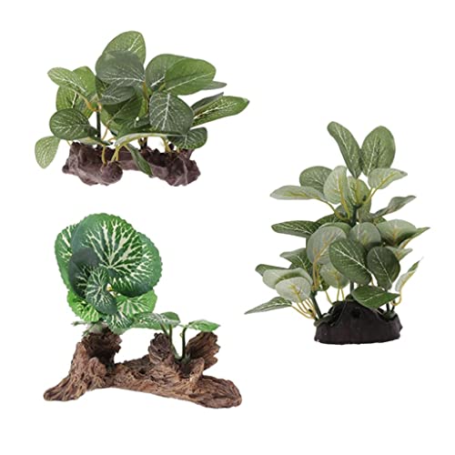 Baoblaze 3pcs Resin Artifical Water Grass Plant for Reptile Or Aquarium Tank Green