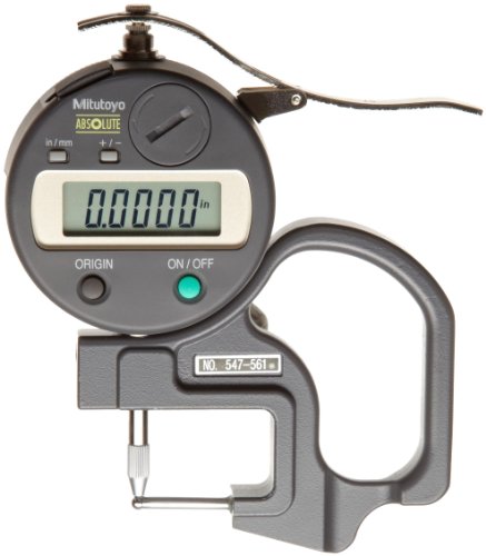 Mitutoyo 547-361S Digimatic IDC Thickness Gage, Tube Thickness Anvil, 0-0.47"/0-12mm Range, 0.0005"/0.01mm Resolution, +/-0.001" Accuracy