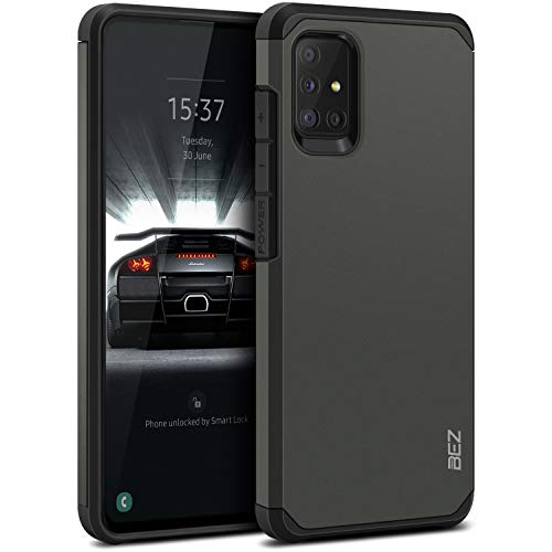 BEZ Hülle für Samsung Galaxy A51 Hülle, Handyhülle Tasche Stoßfestes Kompatibel für Samsung A51, [Heavy Duty Serie] Outdoor Dual Layer Armor Case Handy Schutzhülle Robuste, Grau