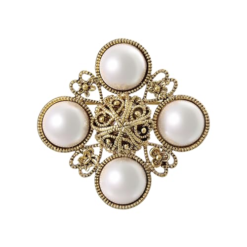 SHE'S FREE STYLE JUST FOR YOU Snail Brooches and pins for women, Sparkling Cubic Zirconia & Pearl Copper Pin, 2.36" Long Clasp Design Playful Jewelry