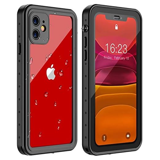 Huakay iPhone 11 Waterproof Case, Full Body 360° Protective Shockproof Dirtproof Sandproof IP68 Phone Case for iPhone 11 (6.1inch)(Black/Clear)
