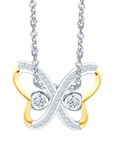 Collier en argent sterling 925 avec pendentif papillon en zircone raffiné
