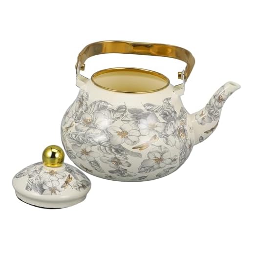 Sosoport Tetera Esmaltada Vintage con Mango Ergonómico para Estufa Hervidor Retro para Agua y Té Diseño Elegante para Reuniones Familiares y Cocina Decorativa