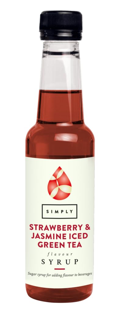 Simply Strawberry & Jasmine Fruit Iced Green Tea Syrup, Vegan, Halal, & Gluten Free Beverage Syrup for Cordial Squash, Cocktails & Mocktails (250ml)