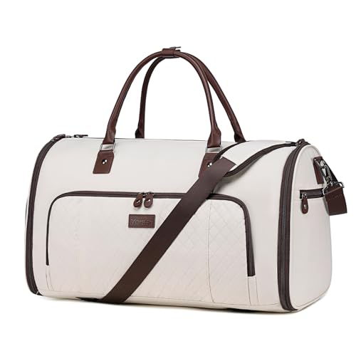 Convertible Garment Bags for Travel, Suit Bag Travel Carry on Garment Bags, Shoe Pockets Carry on Garment Bags for Airplanes, 45L Garment Bags for Hanging Clothes, Beige