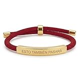 Pulsera Hilo Rojo "Esto También Pasará" - Pulsera Cuerda Mujer Ajustable con Grabado Premium. Amuleto de Protección y Suerte con Cuento Budista y QR de Música Medicina. Regalo Espiritual y Elegante