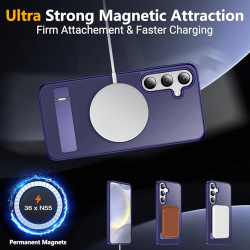 Image of SPIDERCASE Magnetic for Samsung Galaxy S24 Case, [3 Stand Ways][ Military Grade Drop Protection] with Invisible Stand Shockproof Slim Case for S24 6.2 inch,Purple