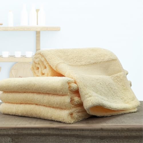 [フェイスタオル4枚組]しなやかオーガニックコットンタオル(34×80cm)ナナイロF4-YE