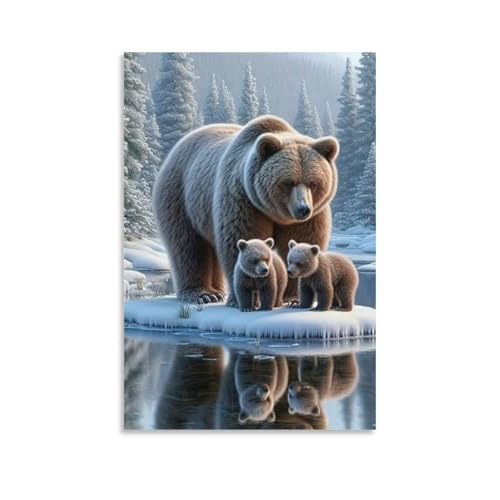Décoration murale famille ours tableau poétique pour chambre