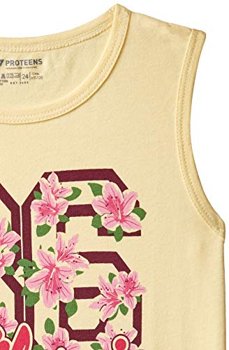 Image of PROTEENS Girl's Plain Regular fit T-Shirt (P-GTS002-LY Lemon Yellow 18-24 Months)