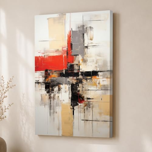 Image of Abstract Multicolor Stretched Canvas Painting For Living Room | Expressionism Texture Stretched Canvas Wall Art For Livingroom Home Decor, Bedroom, Hallway's, Office, Hotel - 56x86 cm