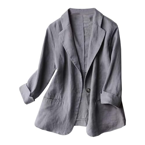 Chaqueta entretiempo mujer en lino y algodón transpirable de talla grande
