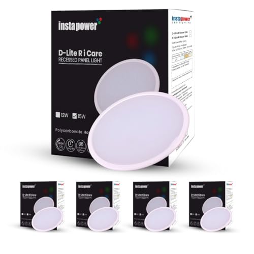 Image of Instapower 15W Downlight | Natural White Round LED Panel Light | Polycarbonate Ultra Slim Recessed Ceiling Fixture LED (2-Year Warranty, Pack of 5)