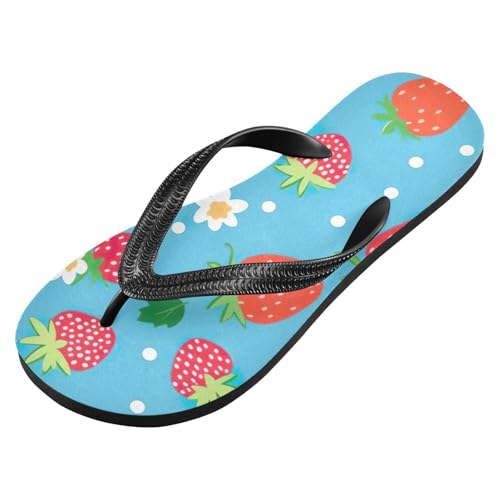 Women Beach Summer Casual Flip Flop Strawberry White FlowerQuick Dry Sandals Slipper for Men 214B2676