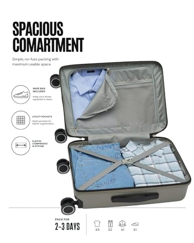 Image of SNITCH Rubik Laptop Cabin Size Silver Polycarbonate Hard Travel Suitcase - Trolley Bag Small & Luggage with 8 Wheels, Premium Lock, Laptop Compartment & Free Shoe Bag