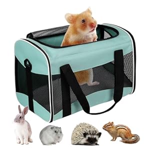 Small Animal Travel, Carrier for Hedgehog Rat Parrot Bird Guinea Pig, Lizards Carrier, Soft Sided Travel Carrier Portable Guinea Pig Travel Carrier Up to 10 Lbs (15 * 10 * 10, Green)