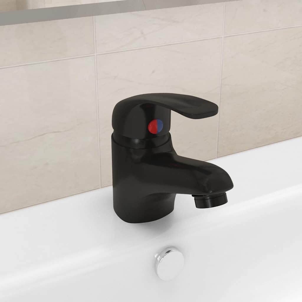Grifo mezclador negro monomando 13 x 10 cm aleación de zinc cartucho de cerámica para lavabo fregadero cocina baño reemplazo